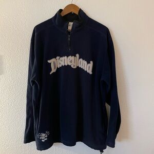 Vintage Fleece Disneyland Navy Quarter-Zip Pullover - Size Large